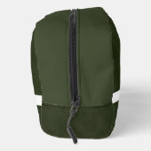 Grünes Leder Textur Trim White Monogram Name Waschbeutel (Rechts)