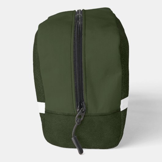 Grünes Leder Textur Trim White Monogram Name Waschbeutel (Rechts)