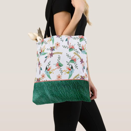 Grünes Leder und Blume Tasche (Von Nahem)