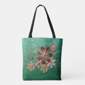 Grünes Leder und Blumen Tasche (Rückseite)