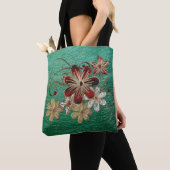 Grünes Leder und Blumen Tasche (Von Nahem)