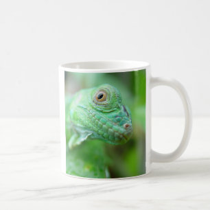Grünes Leguan-Eidechsen-Reptil auf Blatt-Tasse Kaffeetasse