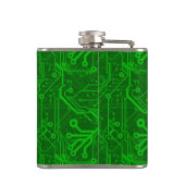 Grünes Leiterplatte-Muster Flachmann (Rückseite)