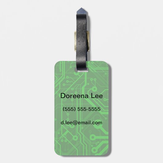 Grünes Leiterplatte-Muster Gepäckanhänger (Rückseite vertikal)