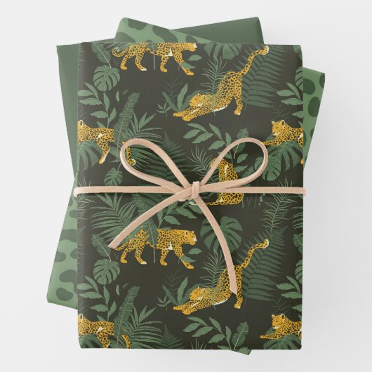 Grünes Leopard-Jungle-Safari-Wrapping Paper-Set Geschenkpapier Set (Beispiel)