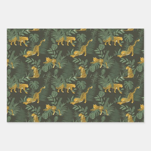 Grünes Leopard-Jungle-Safari-Wrapping Paper-Set Geschenkpapier Set (Vorderseite)