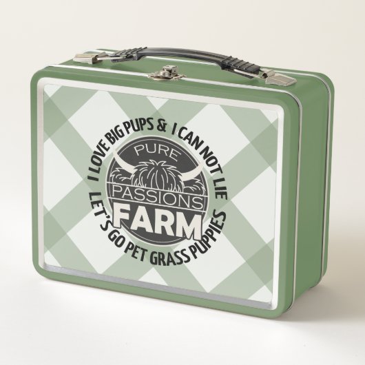 Grünes Let's Go Pet Grass Welpen Lunchbox (Vorderseite)