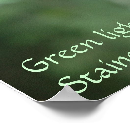 Grünes Licht durch Blätter - Poster mit Zitat (Ecke)