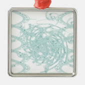 Grünes Licht in Weiß Ornament Aus Metall (Vorne)