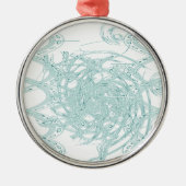 Grünes Licht in Weiß Silbernes Ornament (Vorne)