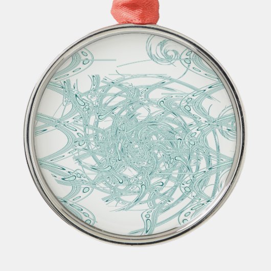 Grünes Licht in Weiß Silbernes Ornament (Vorne)