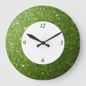 Grünes Lichtgrün glitzert mit Zahlen Große Wanduhr (Vorderseite)