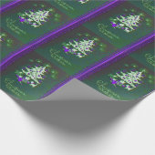Grünes lila Baum-Weihnachten Vintag Geschenkpapier (Ecke)