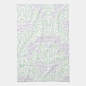 Grünes lila Blumendamast-Muster Handtuch (Vertikal)
