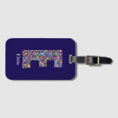 Grünes lila gelbes blumenmonogramm Initial E blau Gepäckanhänger (Vorderseite (Horizontal))