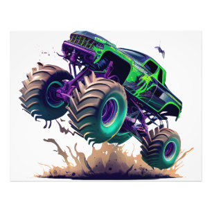 Grünes & Lila Monster Truck Fotodruck