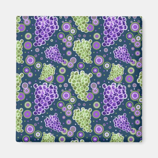 Grünes Lila Traubenmuster Magnet (Vorne)