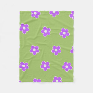 Grünes Lila Tropisches Florales Botanisches Sommer Fleecedecke
