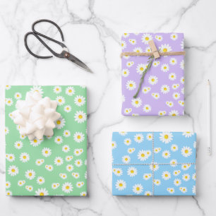 Grünes, Lila und blaues Boho Frühlingsmuster Geschenkpapier Set