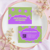 Grünes Lila Y2K Blume Handgefertigte Kleidung Visitenkarte