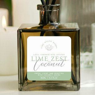 Grünes Limon zest-Kokosnuss-Diffusorprodukt Quadratischer Aufkleber