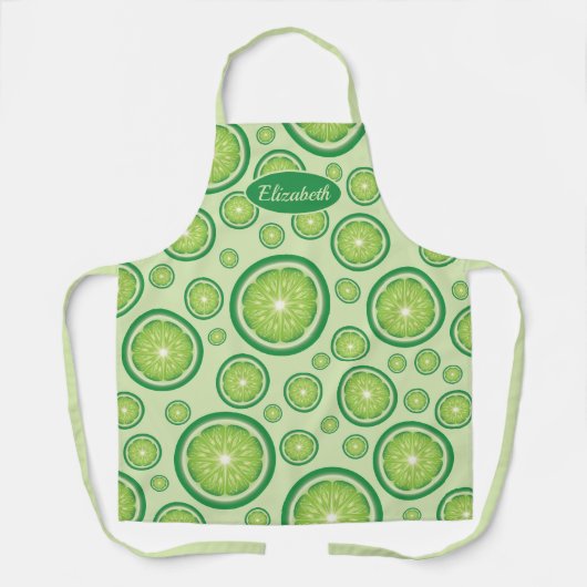 Grünes Limones Fruchtmuster mit Individuelle Name Schürze (Vorderseite)