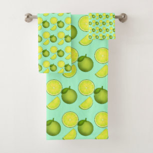 Grünes Limones Muster Badhandtuch Set
