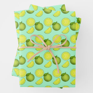 Grünes Limones Muster Geschenkpapier Set