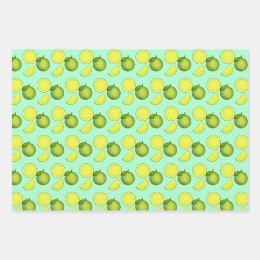 Grünes Limones Muster Geschenkpapier Set (Vorderseite)