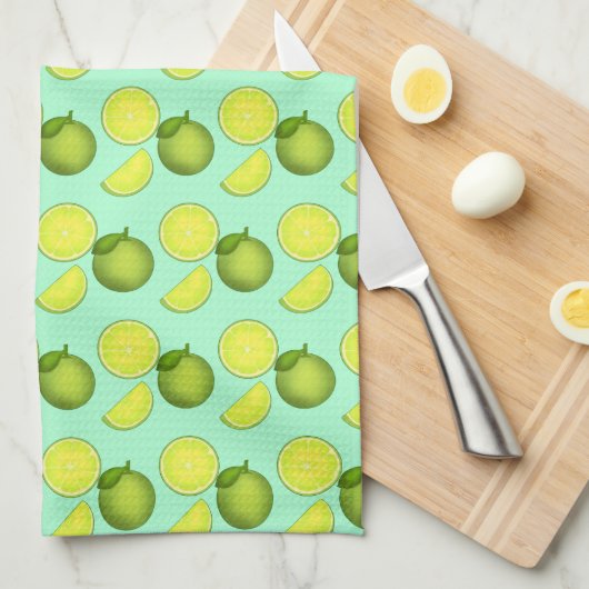 Grünes Limones Muster Geschirrtuch (Viertel Falte)