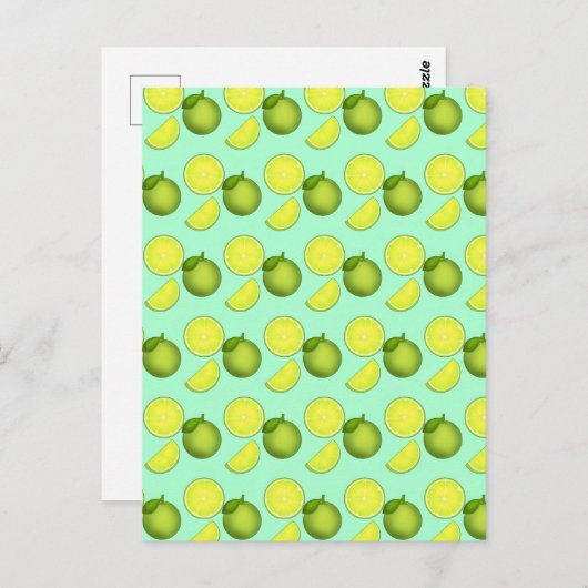 Grünes Limones Muster Postkarte (Vorne/Hinten)