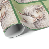 Grünes Little Lamb Wrapping Paper Geschenkpapier (Rolleneckpunkt)