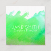 Grünes Logo Aquarell Moderne Kreativindustrie Quadratische Visitenkarte (Vorderseite)
