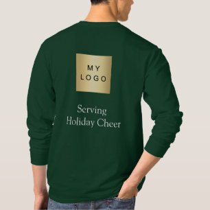 Grünes Logo Weihnachtsmitarbeiter Servieren Urlaub T-Shirt