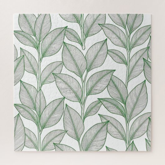 Grünes Lorbeerblatt Botanisches Muster Puzzle (Vertikal)
