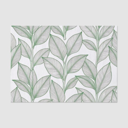 Grünes Lorbeerblatt Botanisches Muster Seidenpapier (Vorderseite)