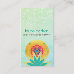 Grünes Lotos-Blumemandala-Logo-Yoga-Heilen Visitenkarte
