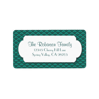 Grünes Lüftermuster mit weißem Rahmen Adressaufkleber