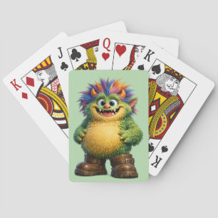 Grünes lustiges Monster Spielkarten