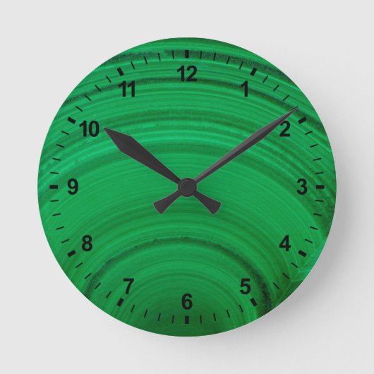 Grünes Malachit Nah Runde Wanduhr (Vorderseite)