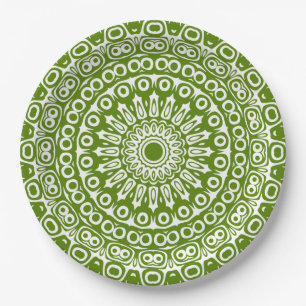 Grünes Mandala Naturmuster Pappteller