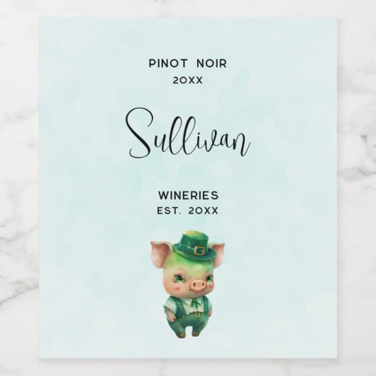 Grünes Märchenschwein im Extravaganten Gewand Wein Weinetikett (Einzelnes Label)