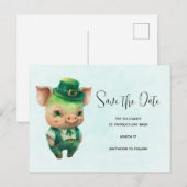 Grünes Märchenschwein in Extravaganter Kleidung Sa Einladungspostkarte (Vorne/Hinten)