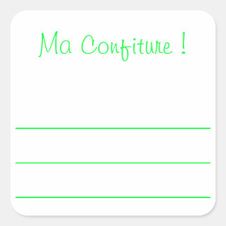 Grünes Marmeladenetikett "Ma Marmelade" Quadratischer Aufkleber