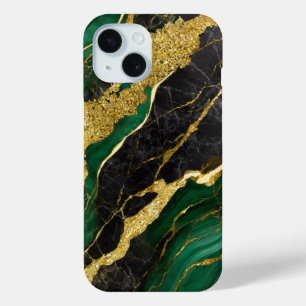 Grünes Marmormuster mit Gold Case-Mate iPhone Hülle