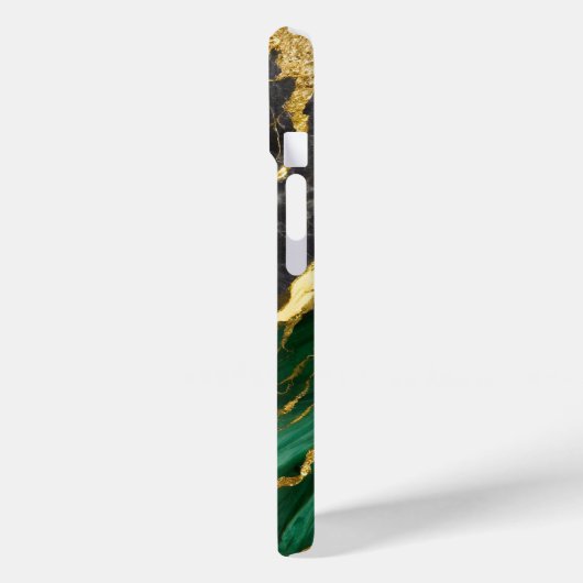 Grünes Marmormuster mit Gold Case-Mate iPhone Hülle (Rückseite / Links)