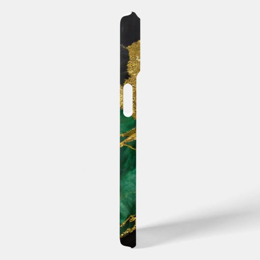 Grünes Marmormuster mit Gold Case-Mate iPhone Hülle (Rückseite / Rechts)