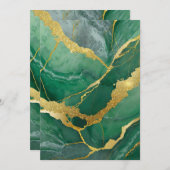 Grünes Marmormuster mit Gold Einladung (Vorne/Hinten)