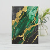 Grünes Marmormuster mit Gold Einladung (Stehend Vorderseite)