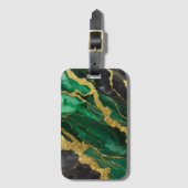 Grünes Marmormuster mit Gold Gepäckanhänger (Vorderseite Vertikal)